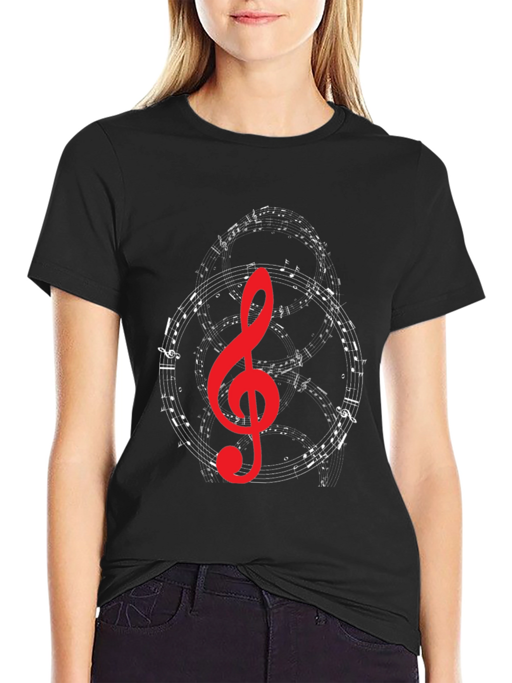 Musical Note Graphic T-Shirt - Black