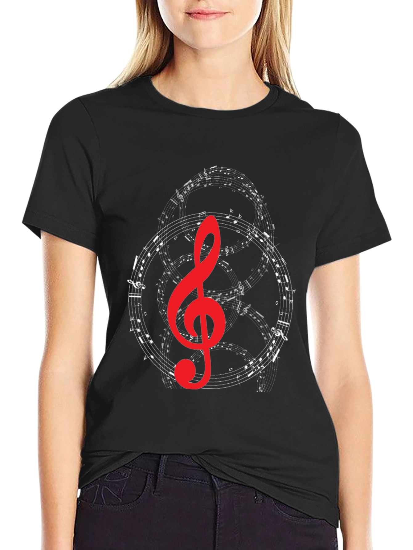Musical Note Graphic T-Shirt - Black