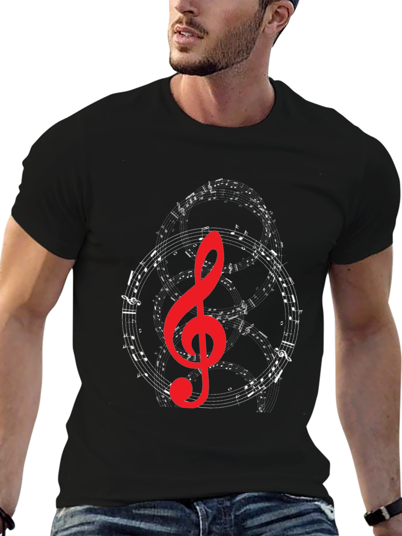 Musical Note Graphic T-Shirt - Black
