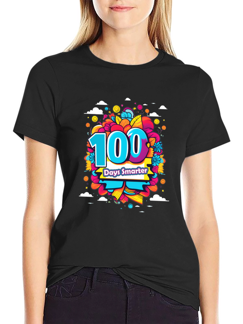 100 Days Smarter T-Shirt - Colorful Student Celebration Tee