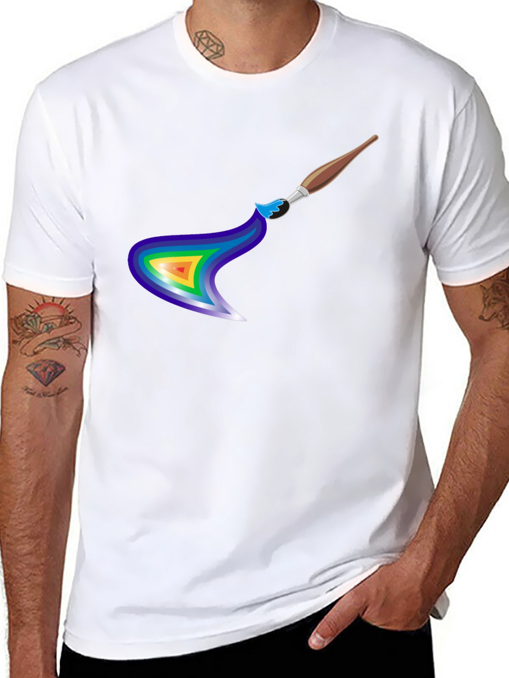 Rainbow Paintbrush Graphic Tee