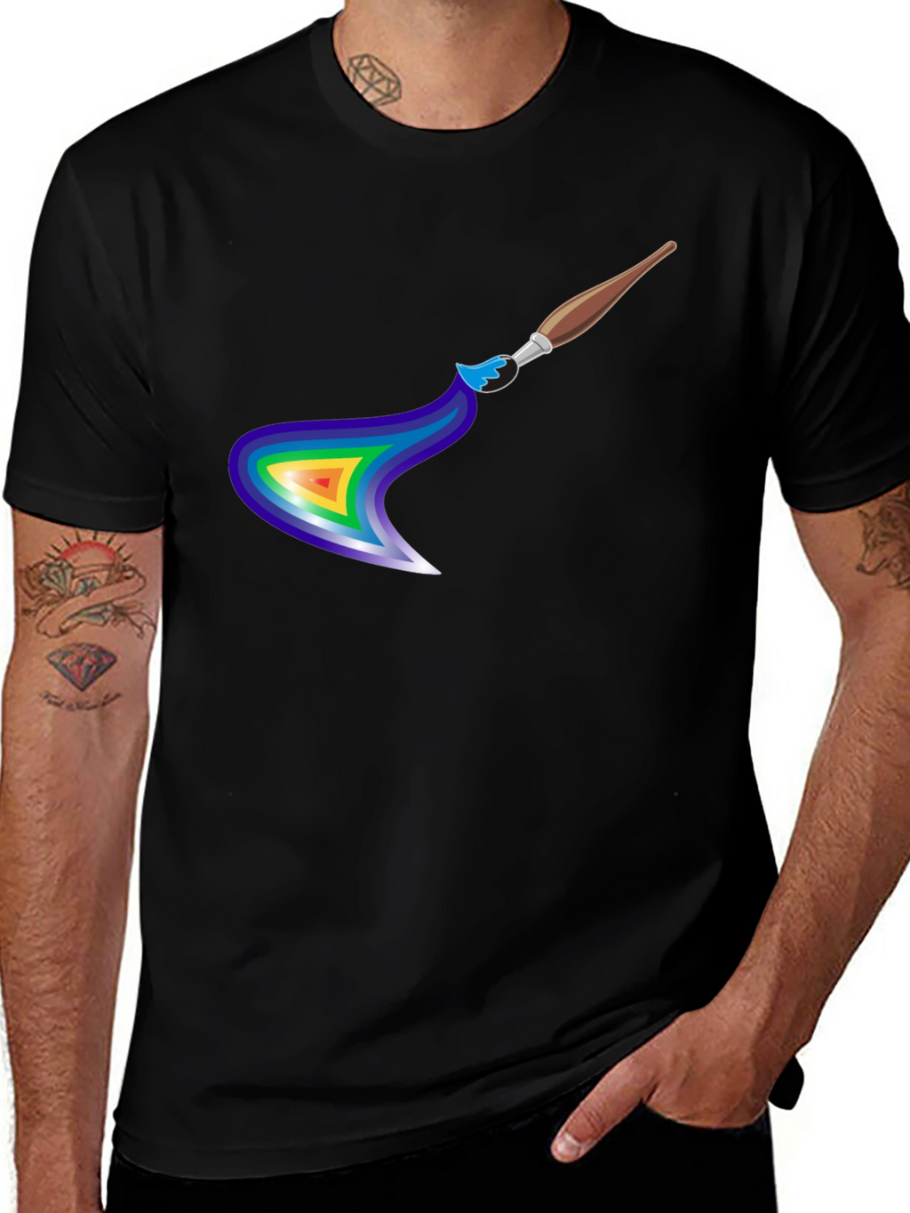 Rainbow Paintbrush Graphic Tee