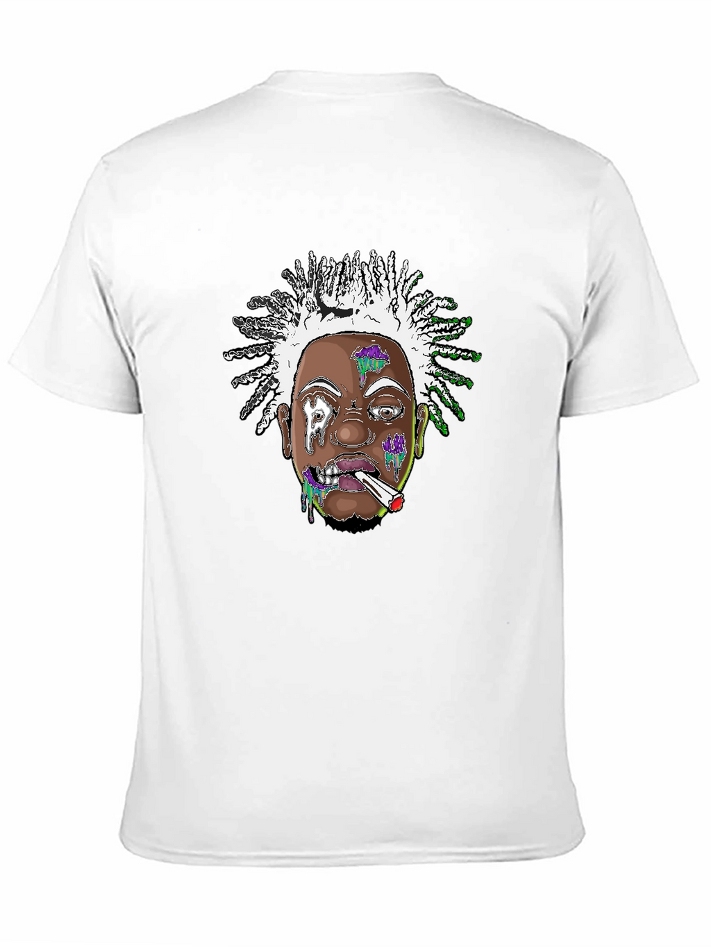 Edgy Cartoon Graphic Tee - Black Cotton Blend