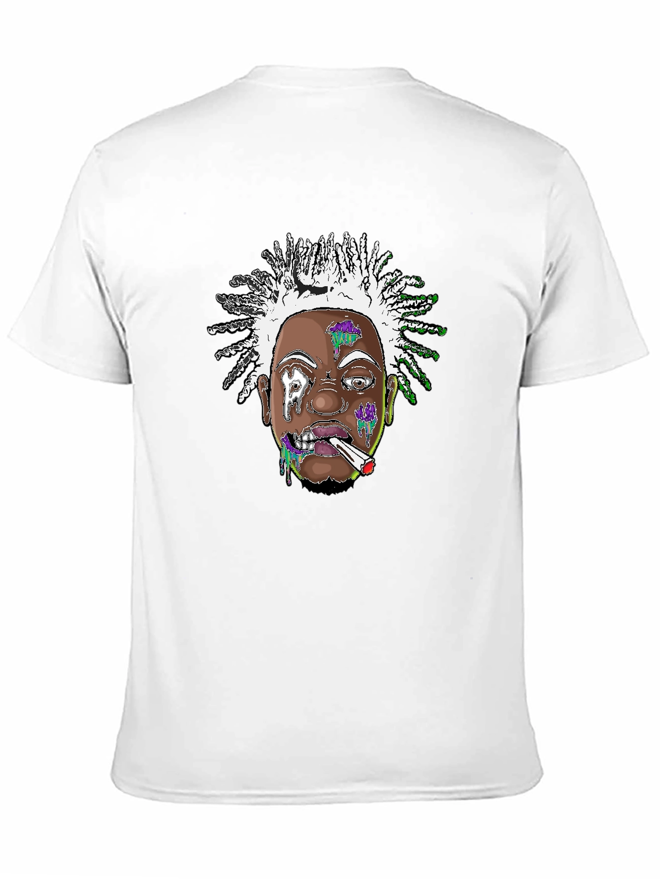 Edgy Cartoon Graphic Tee - Black Cotton Blend