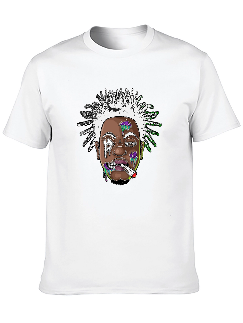 Edgy Cartoon Graphic Tee - Black Cotton Blend