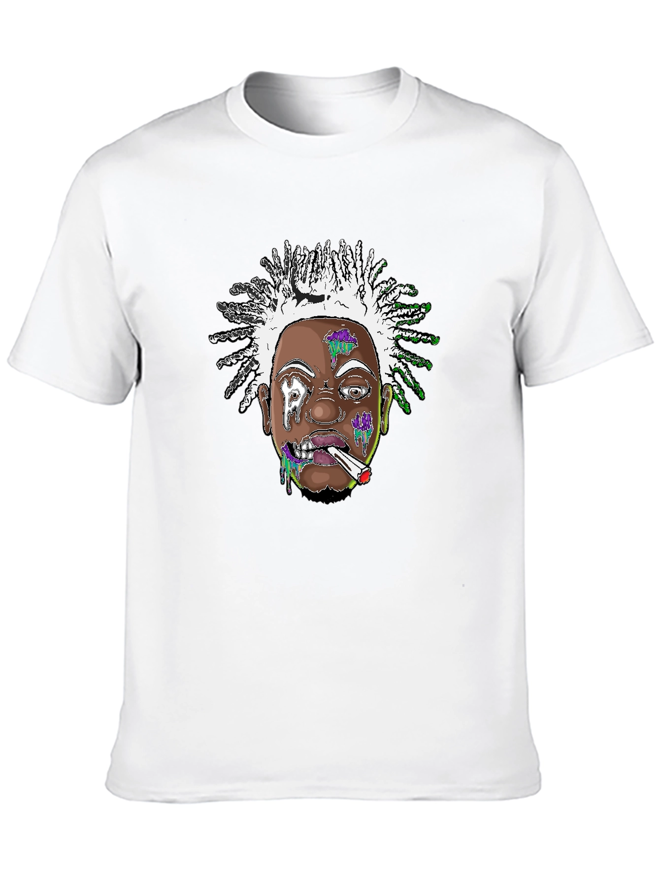 Edgy Cartoon Graphic Tee - Black Cotton Blend
