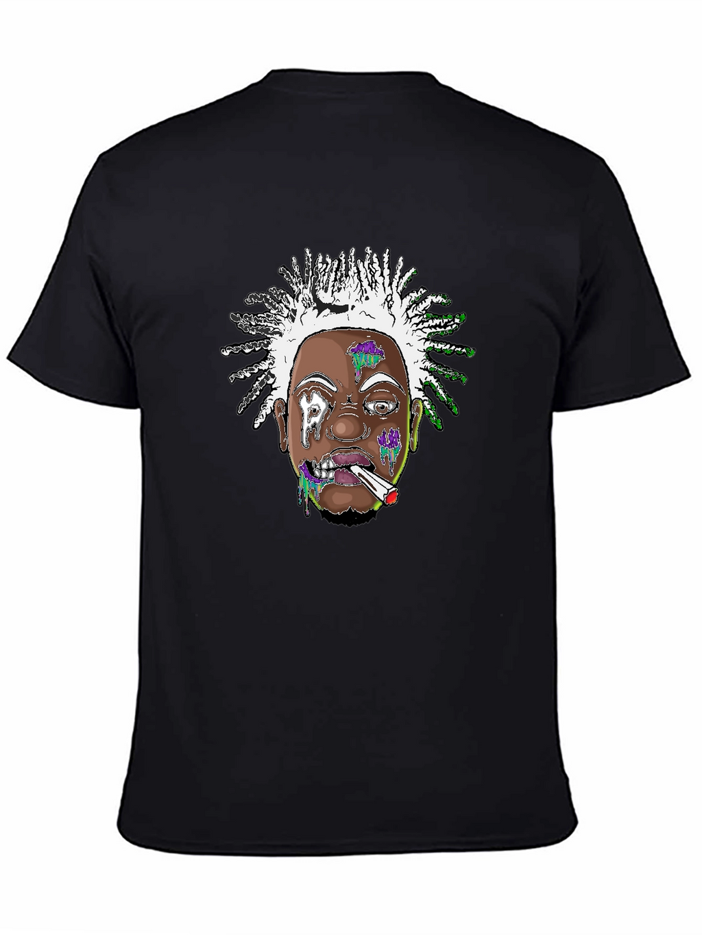 Edgy Cartoon Graphic Tee - Black Cotton Blend