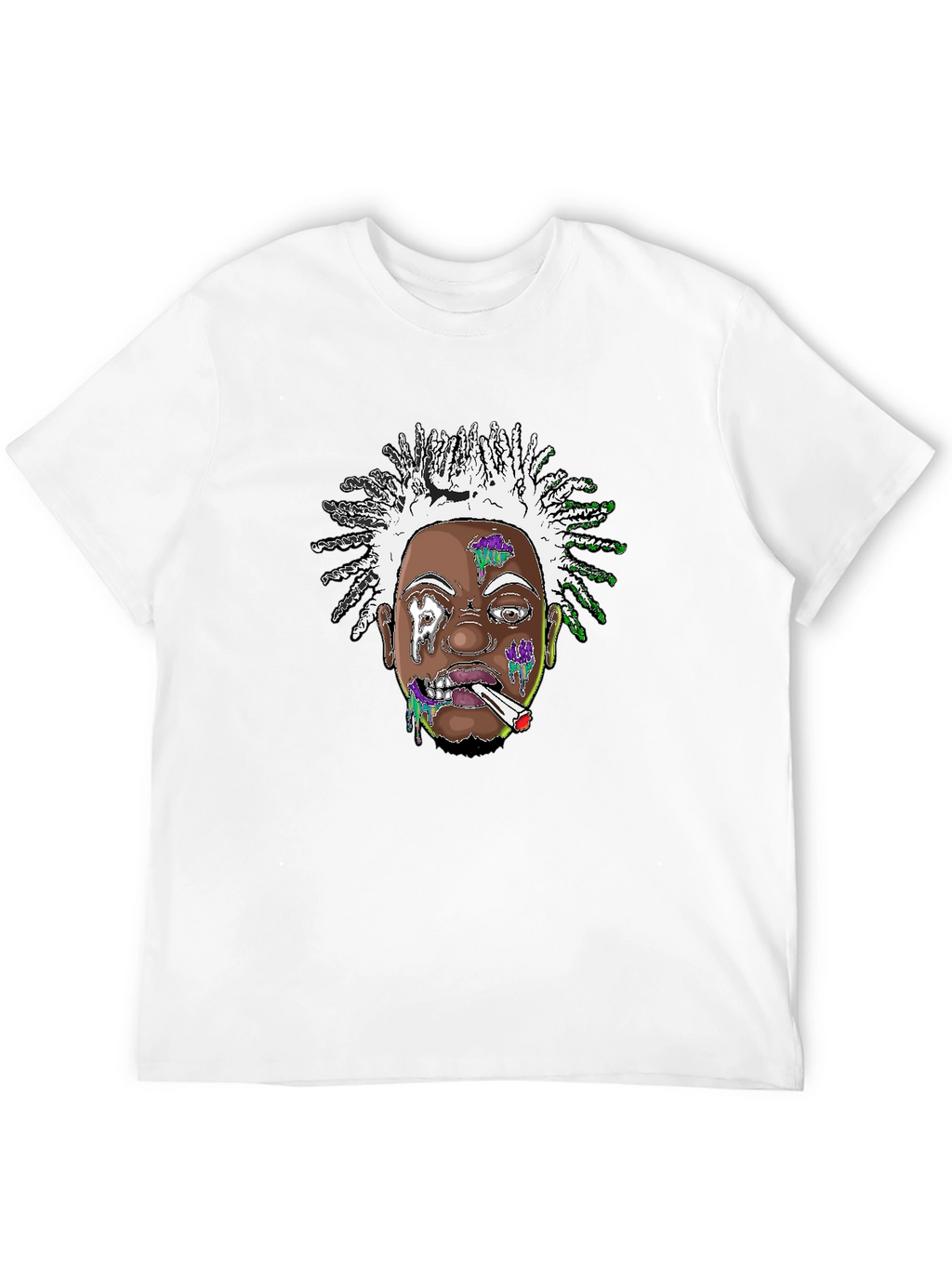 Edgy Cartoon Graphic Tee - Black Cotton Blend