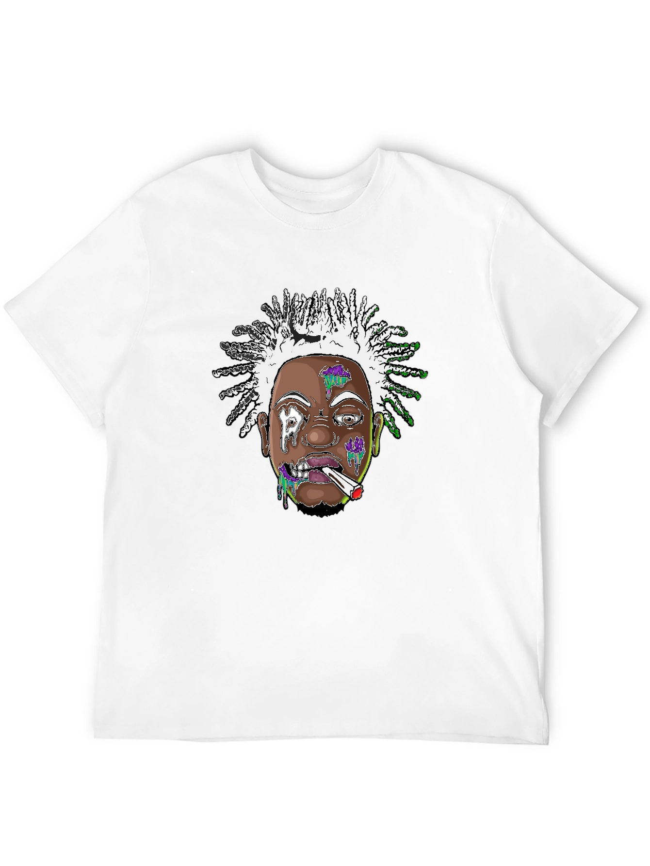 Edgy Cartoon Graphic Tee - Black Cotton Blend