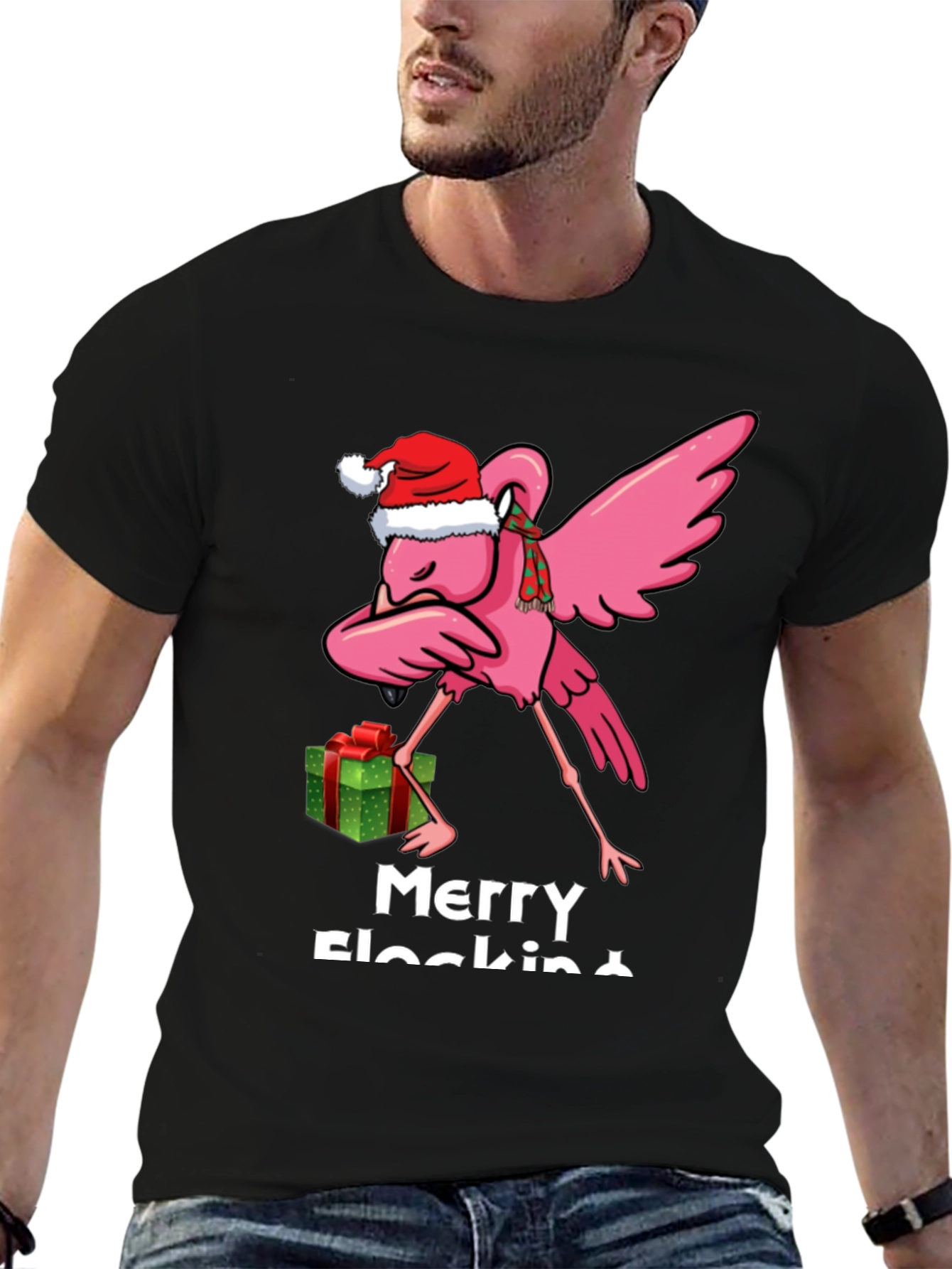 Merry Flocking Christmas Flamingo T-Shirt