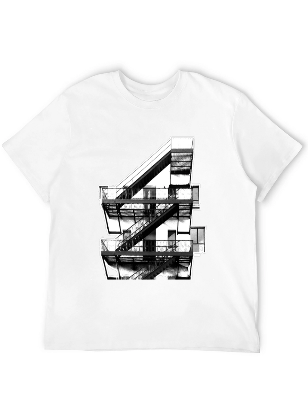 Urban Fire Escape Graphic Tee - Black Cotton T-Shirt