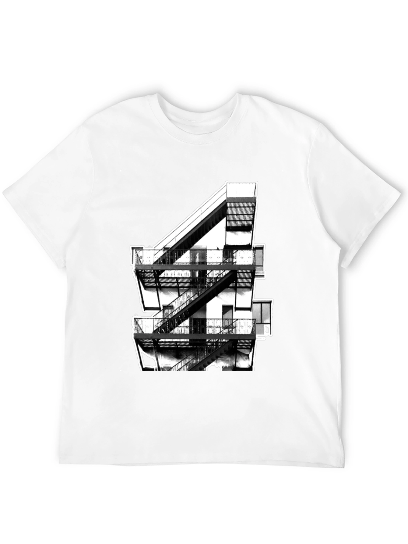 Urban Fire Escape Graphic Tee - Black Cotton T-Shirt