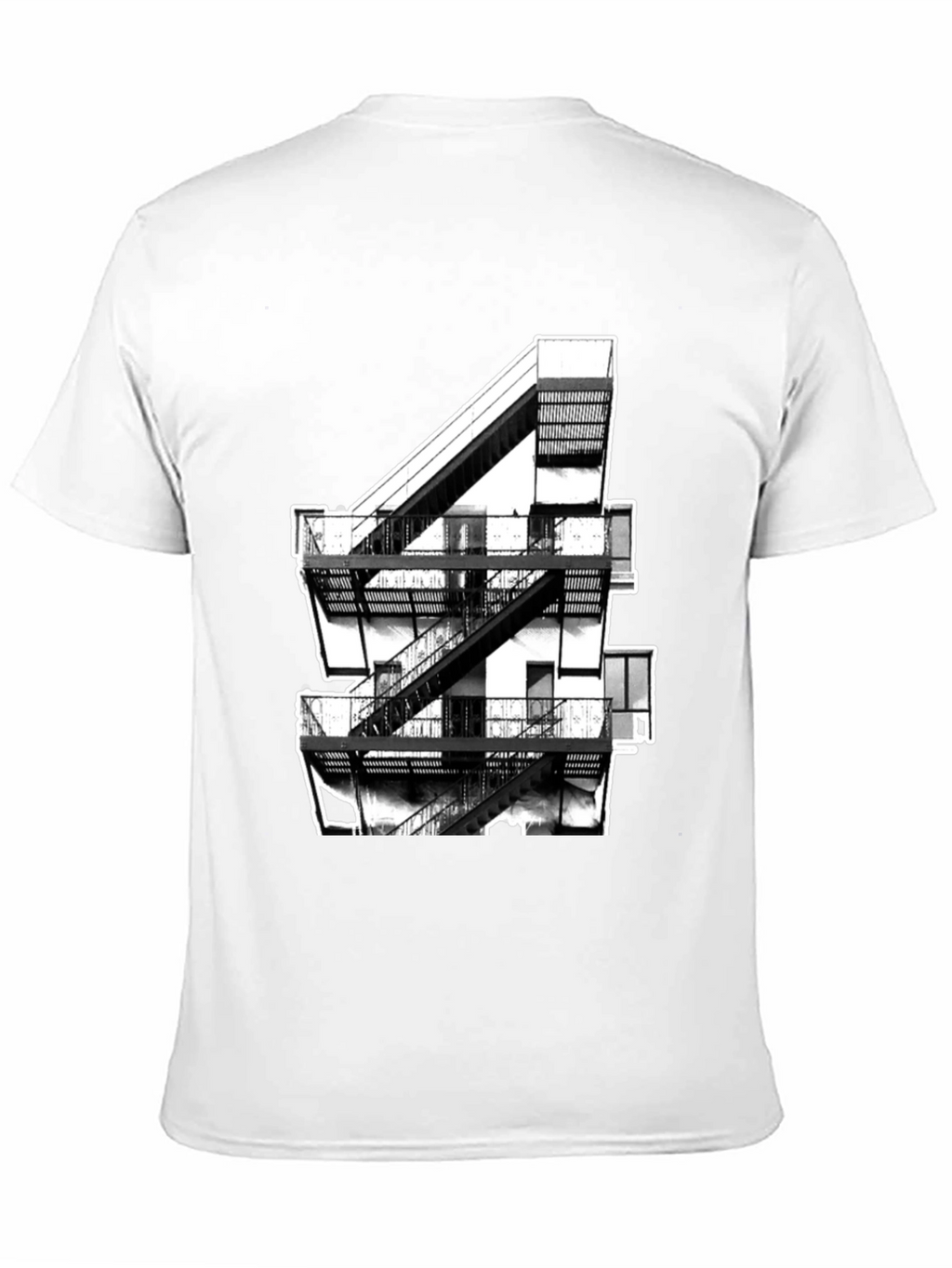 Urban Fire Escape Graphic Tee - Black Cotton T-Shirt