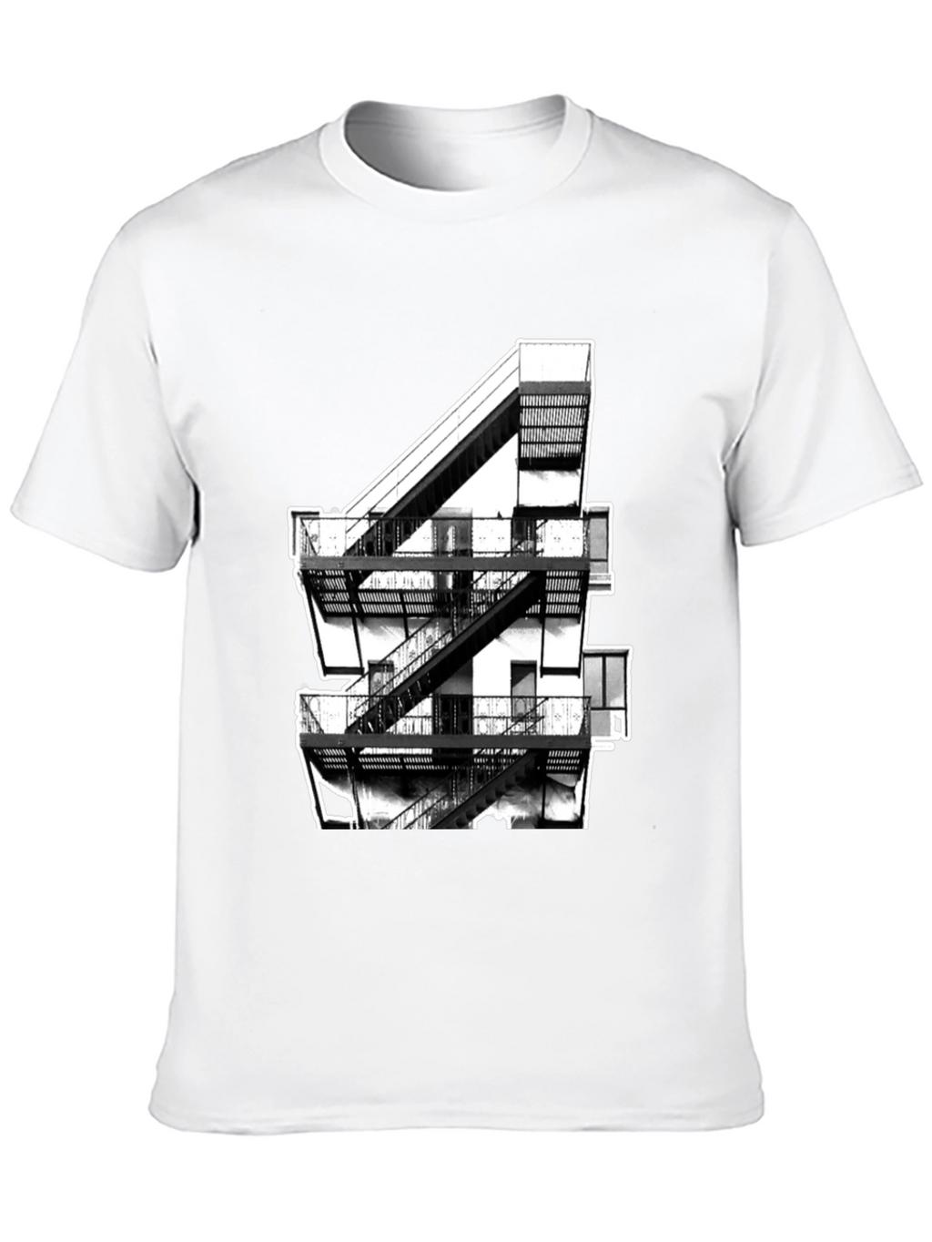 Urban Fire Escape Graphic Tee - Black Cotton T-Shirt