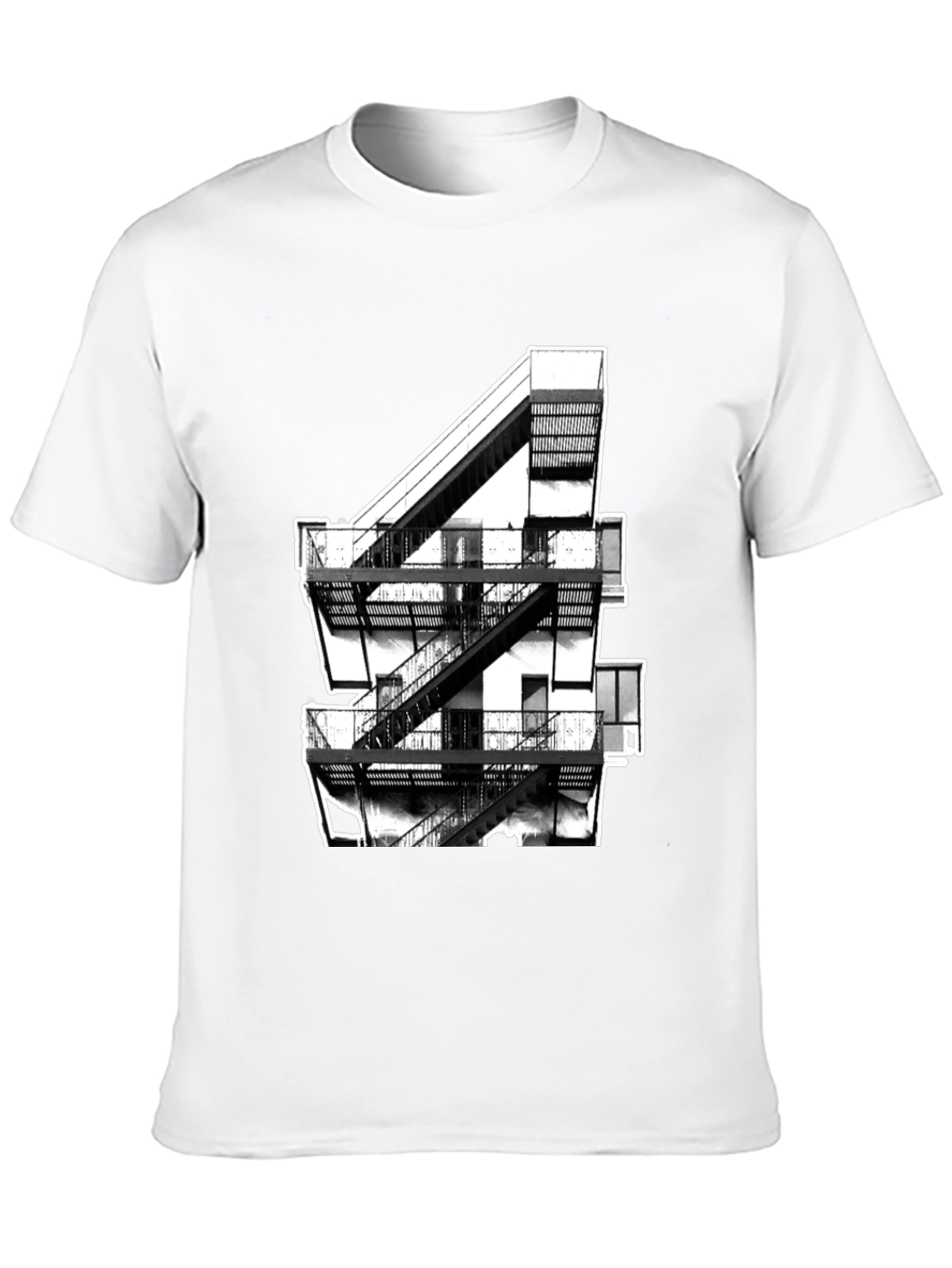 Urban Fire Escape Graphic Tee - Black Cotton T-Shirt