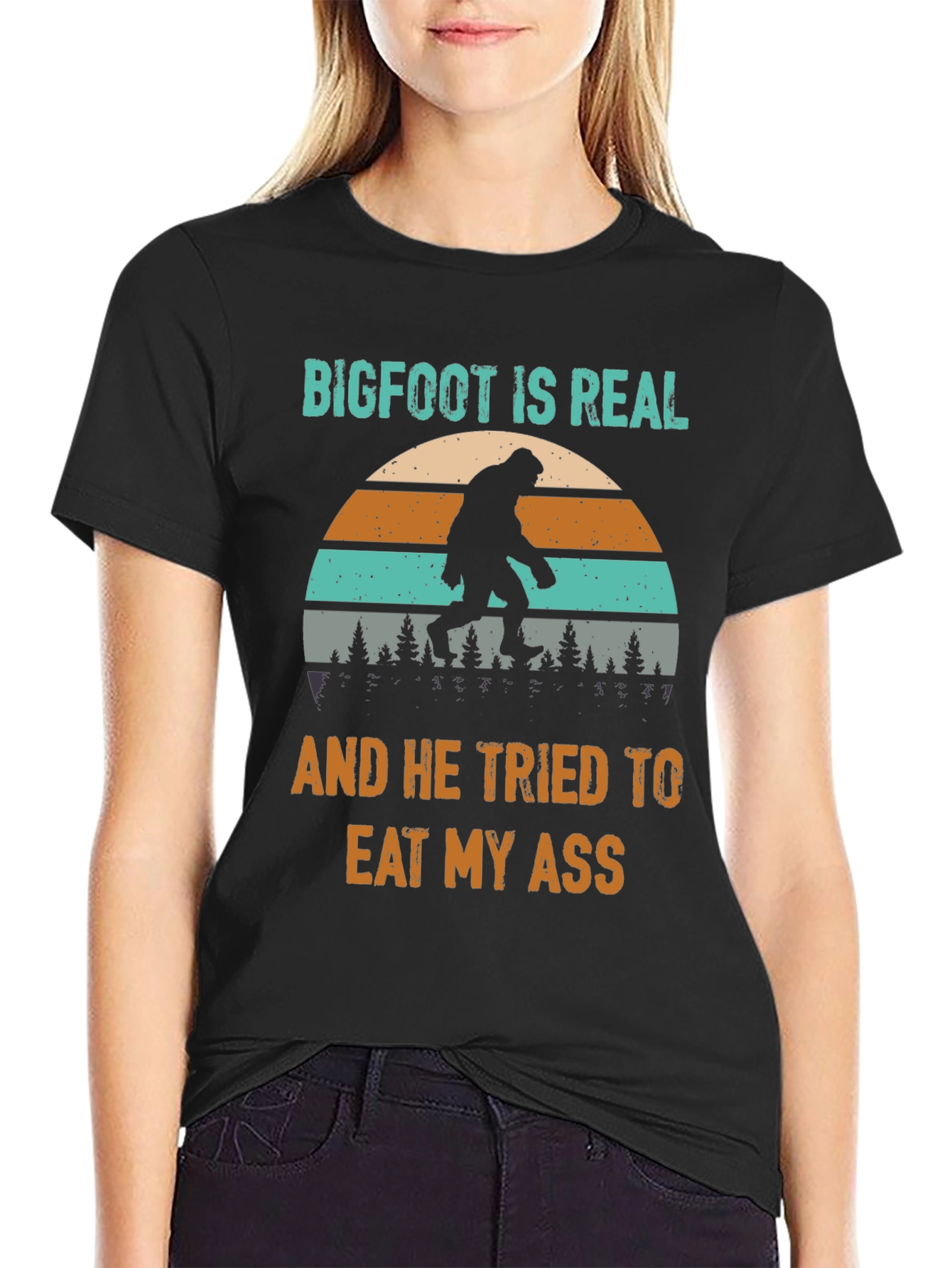 Bigfoot Ate My Ass Funny Novelty T-Shirt