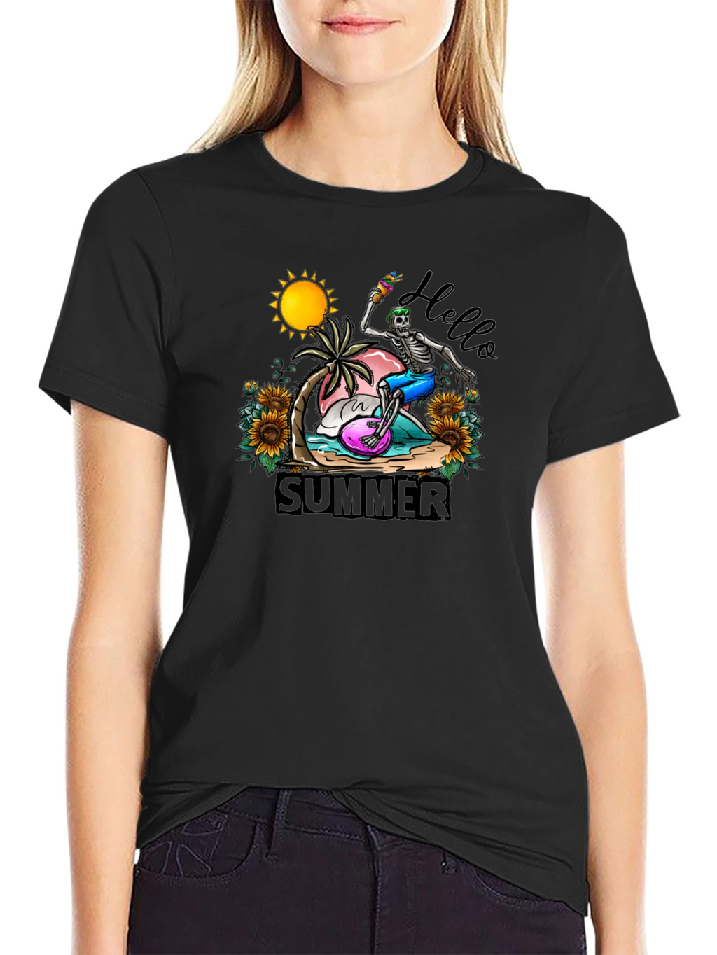 Summer Skeleton Graphic Tee - Beach Vibes