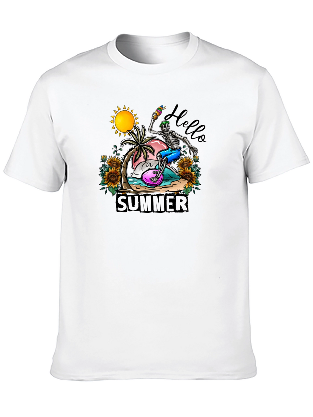Summer Skeleton Graphic Tee - Beach Vibes