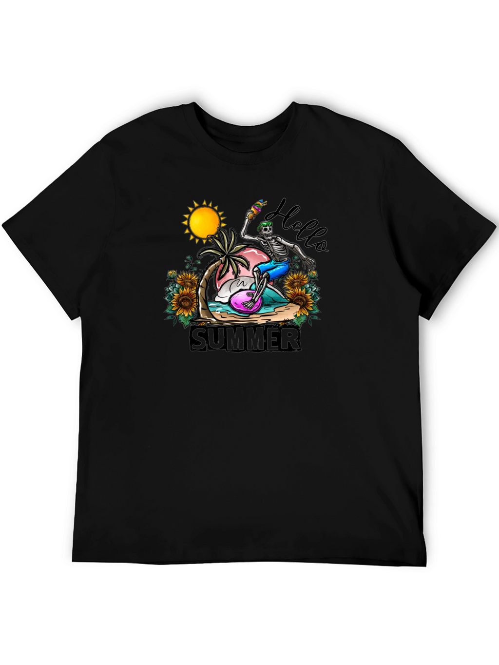Summer Skeleton Graphic Tee - Beach Vibes