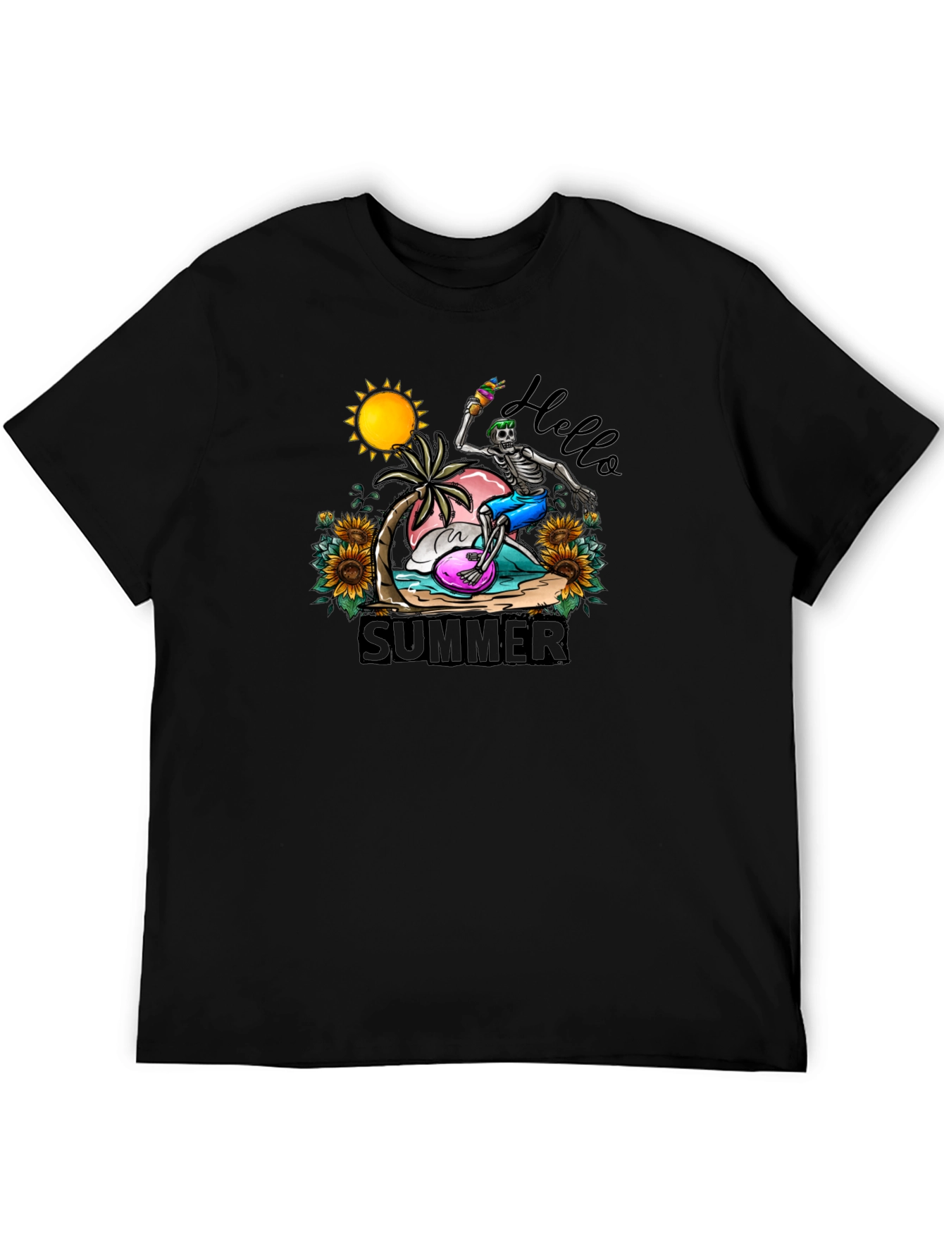 Summer Skeleton Graphic Tee - Beach Vibes