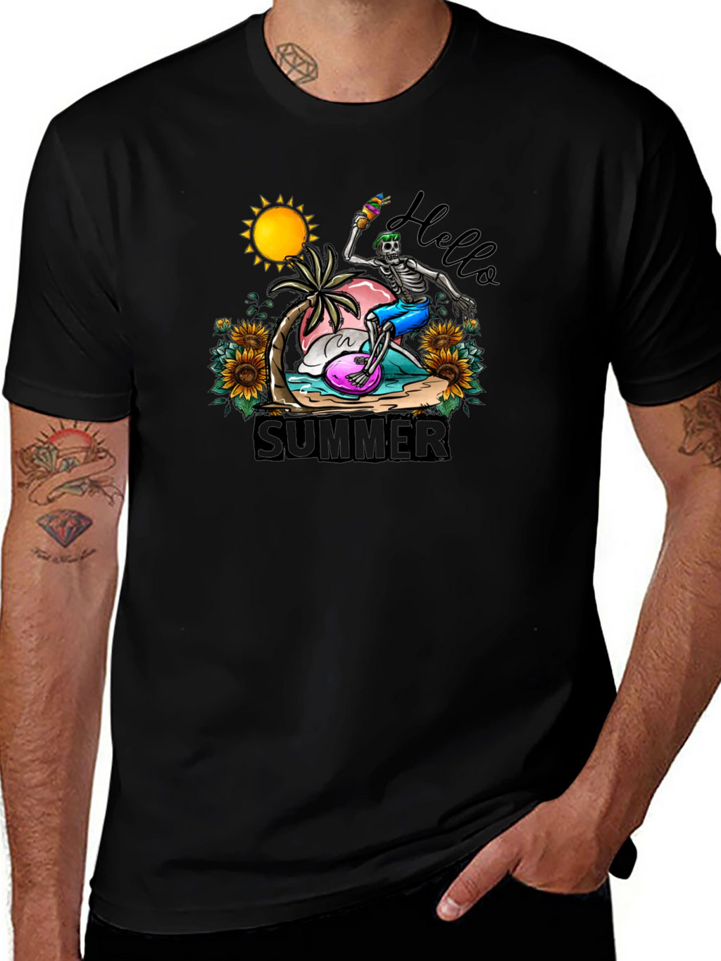 Summer Skeleton Graphic Tee - Beach Vibes