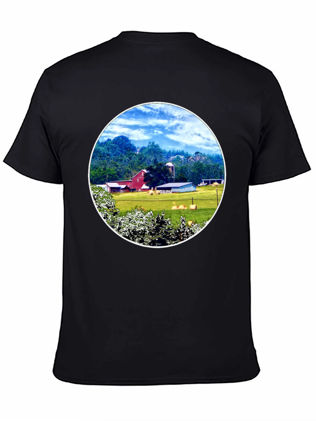 Scenic Farm Landscape Graphic T-Shirt
