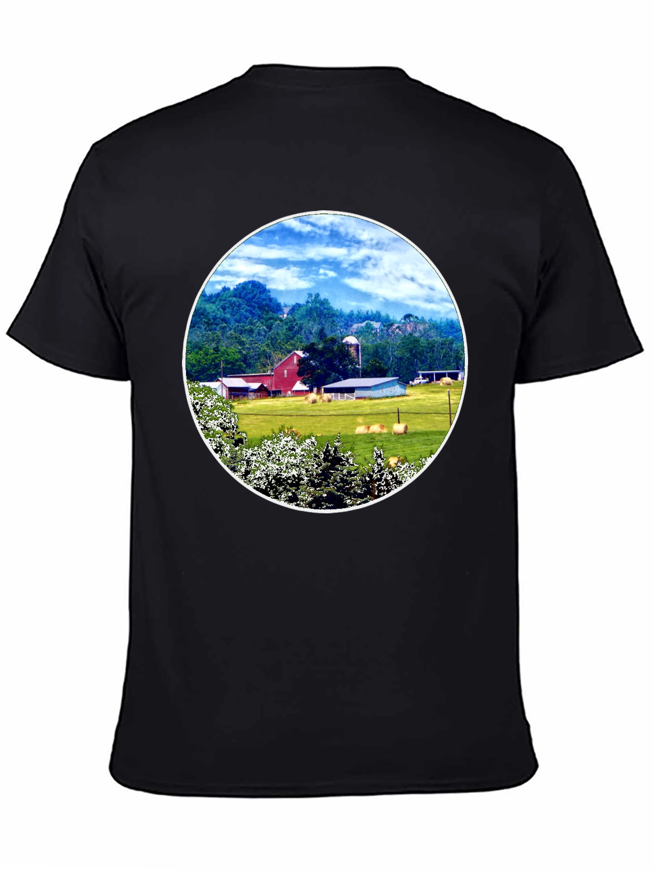 Scenic Farm Landscape Graphic T-Shirt
