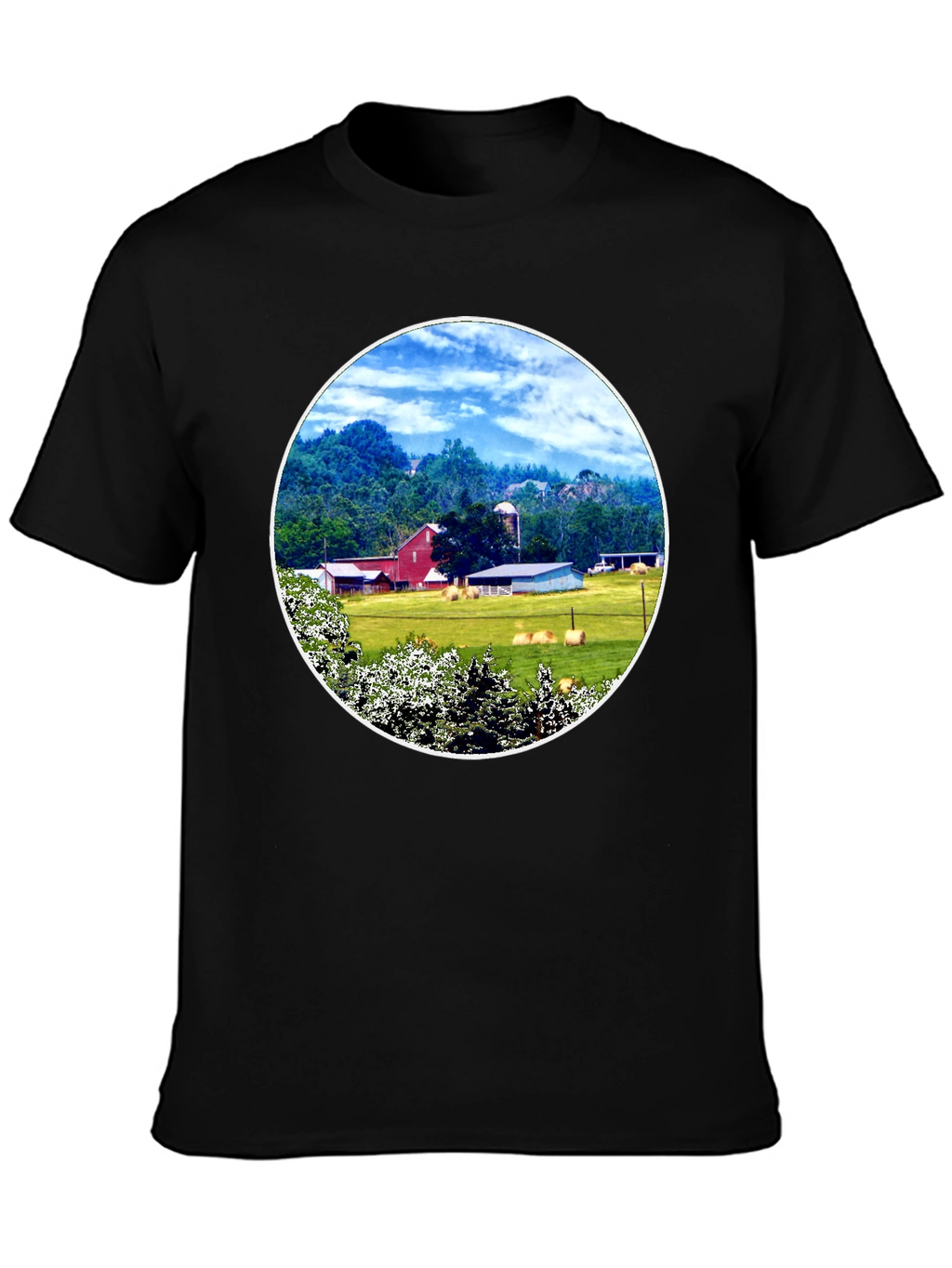 Scenic Farm Landscape Graphic T-Shirt