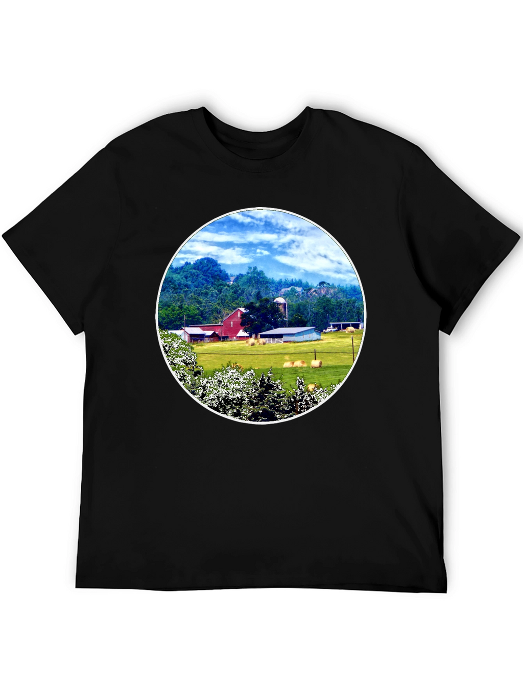 Scenic Farm Landscape Graphic T-Shirt