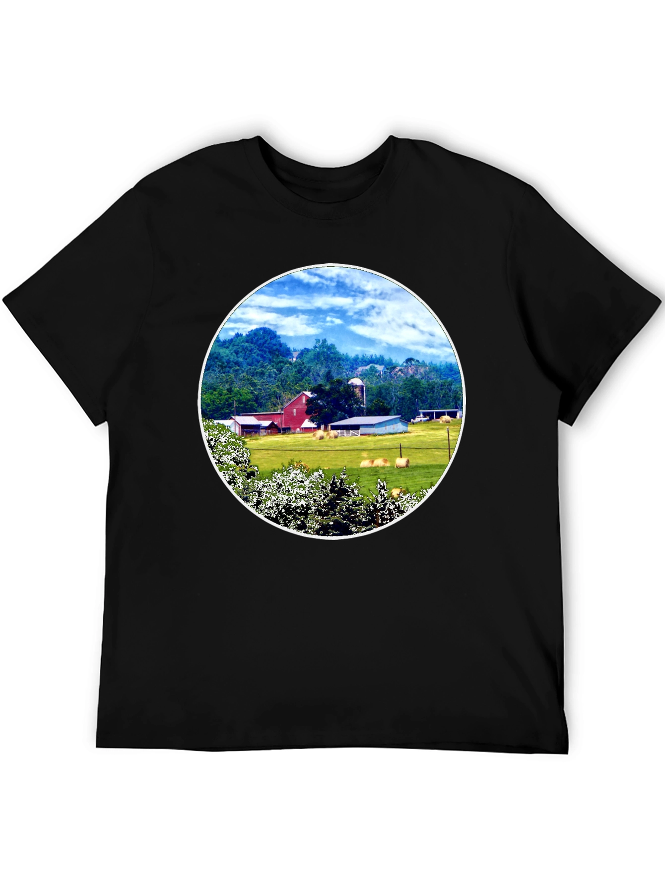 Scenic Farm Landscape Graphic T-Shirt
