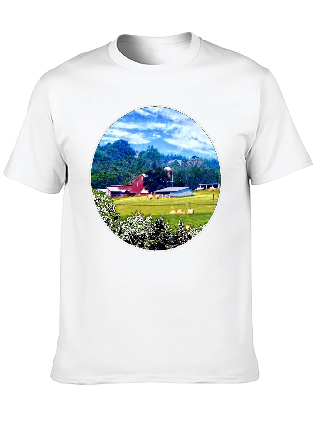 Scenic Farm Landscape Graphic T-Shirt