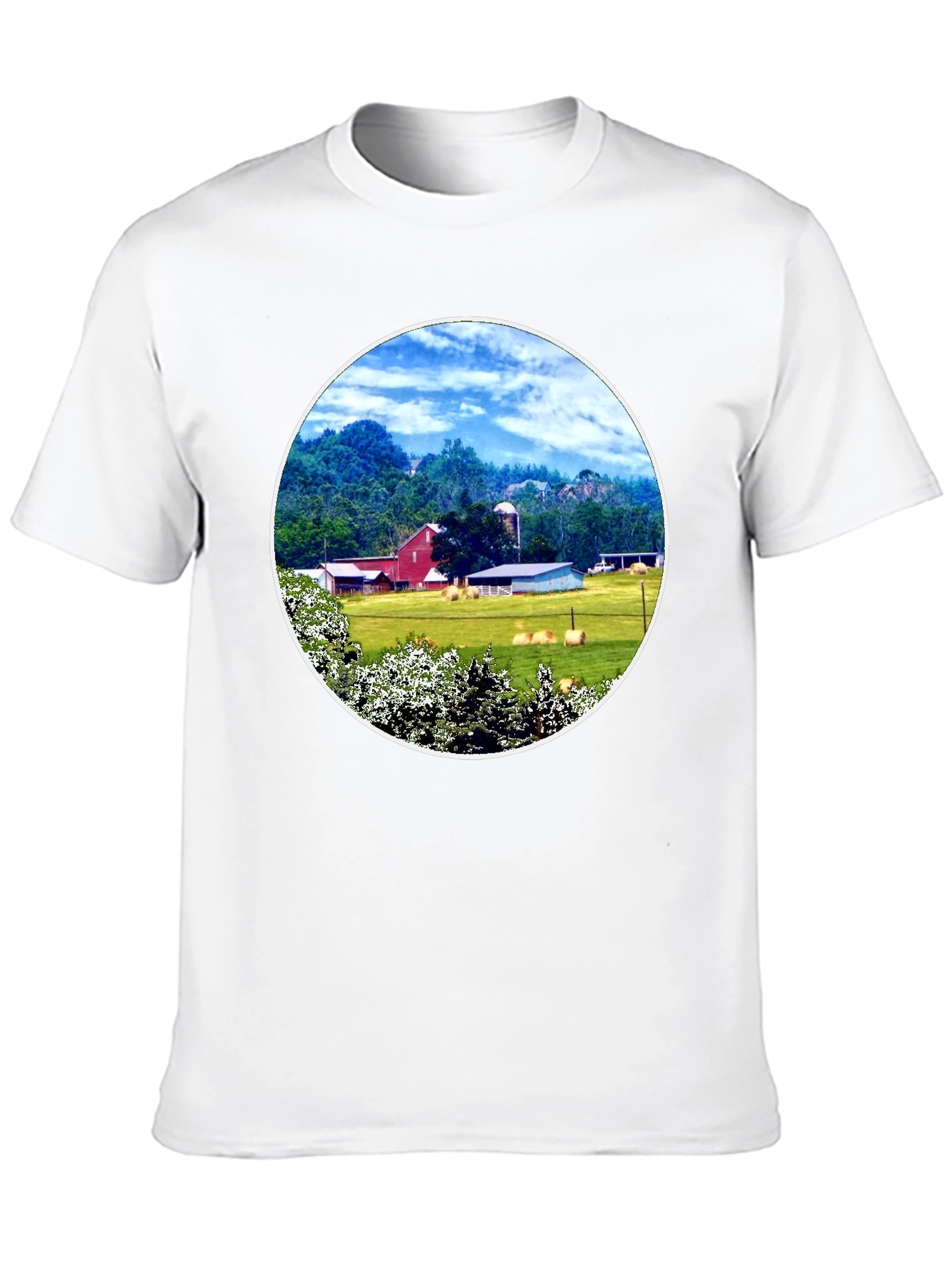 Scenic Farm Landscape Graphic T-Shirt