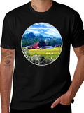 Scenic Farm Landscape Graphic T-Shirt