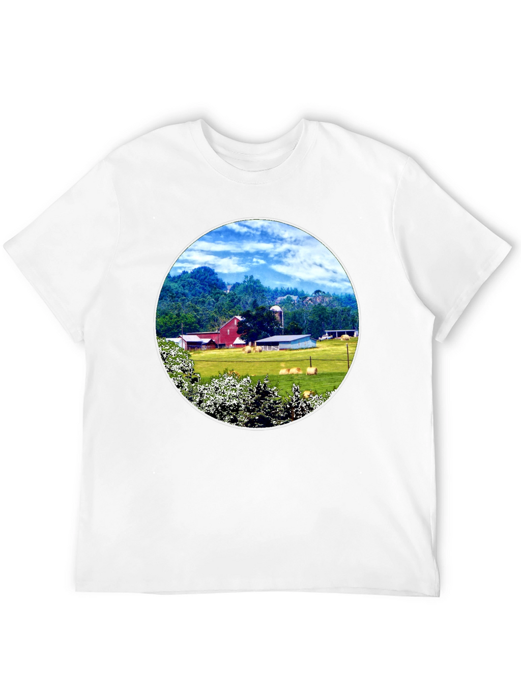 Scenic Farm Landscape Graphic T-Shirt