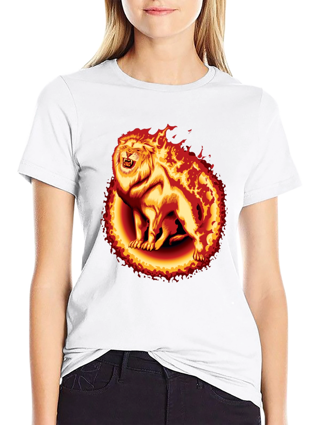 Fiery Lion Graphic Tee - Black