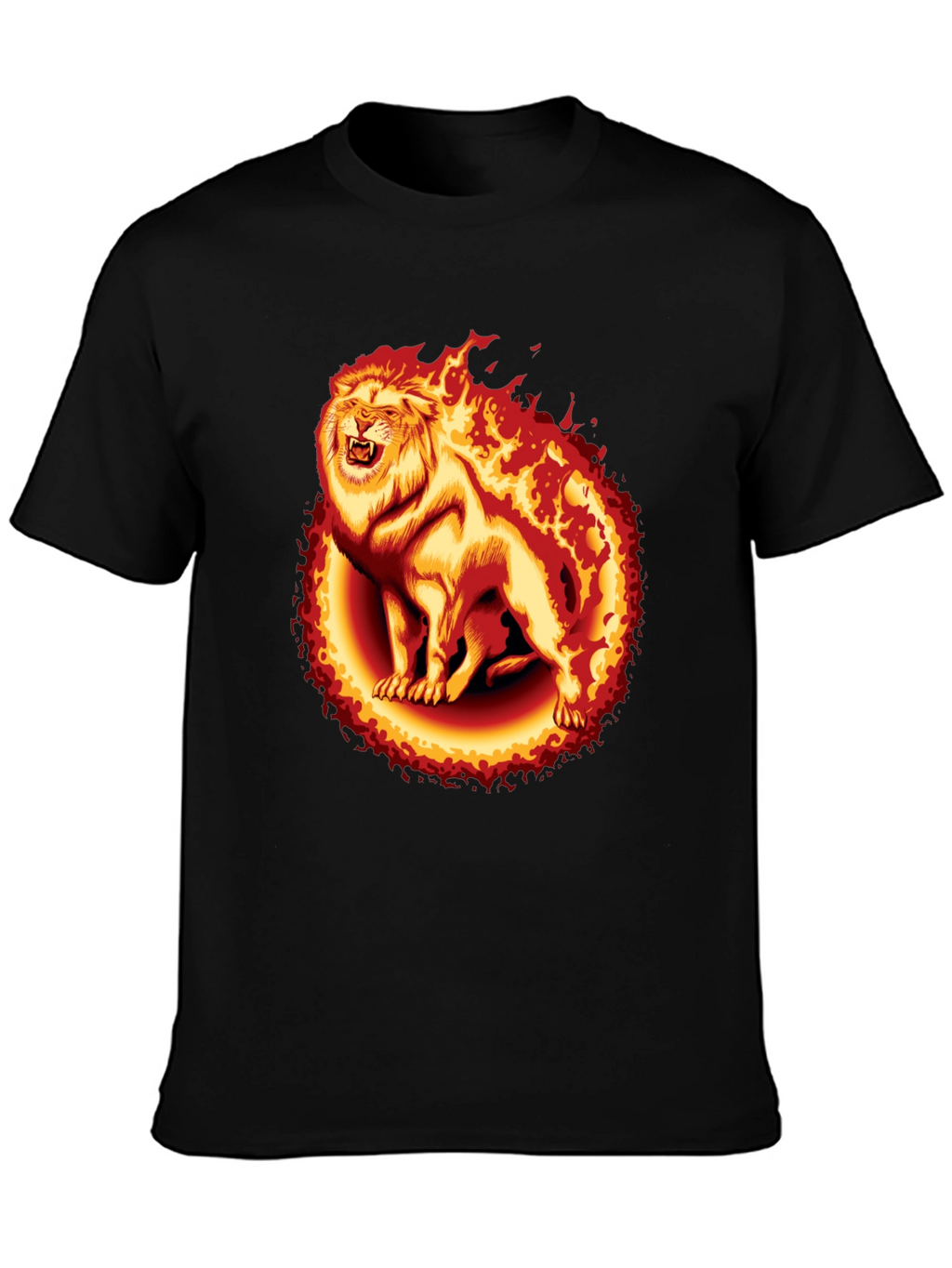 Fiery Lion Graphic Tee - Black