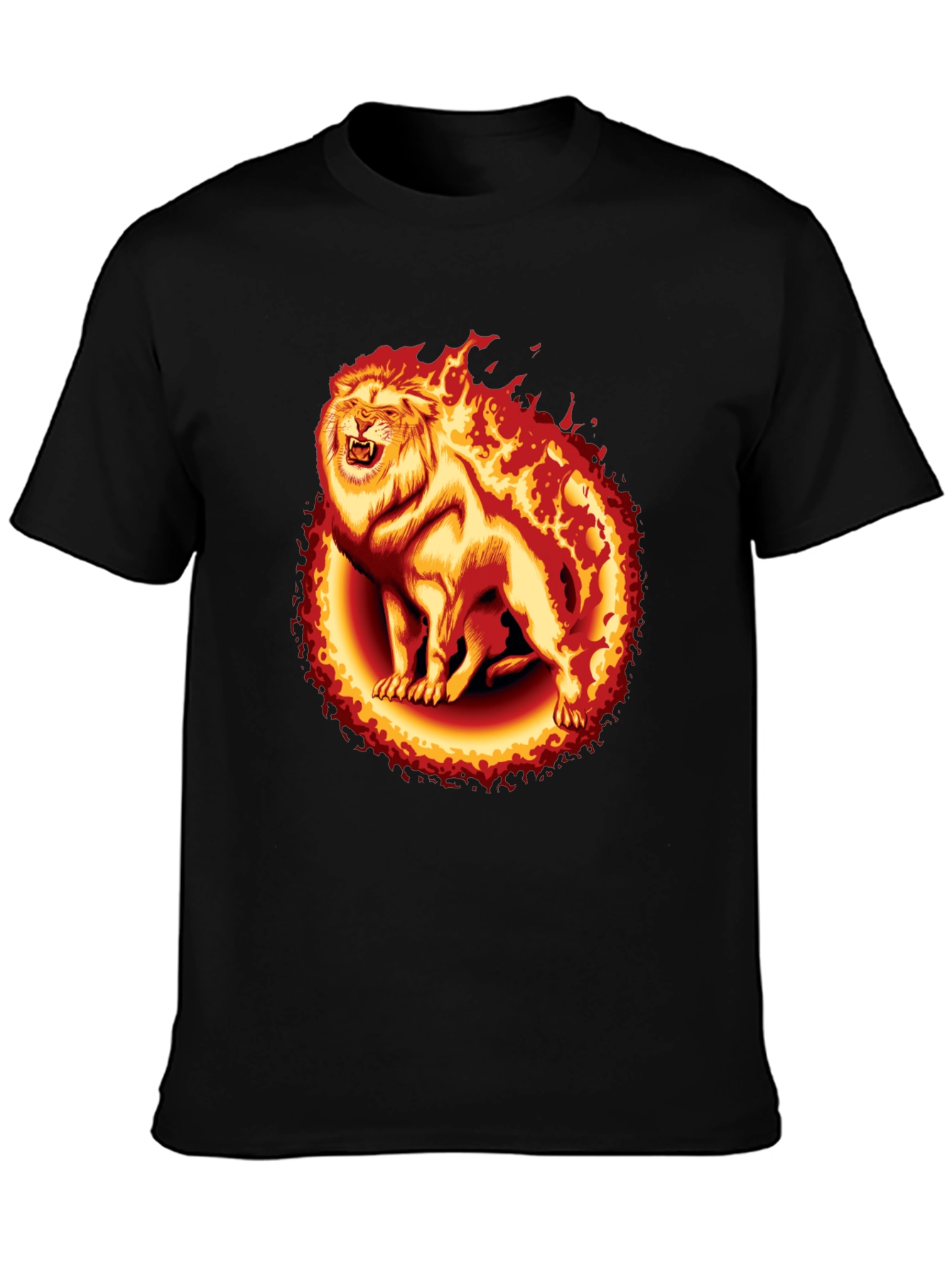Fiery Lion Graphic Tee - Black