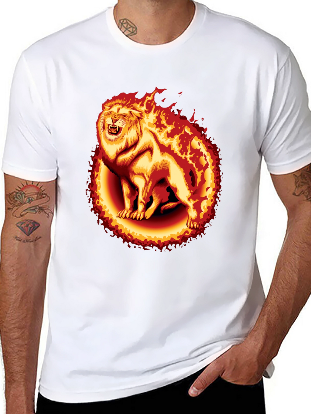 Fiery Lion Graphic Tee - Black