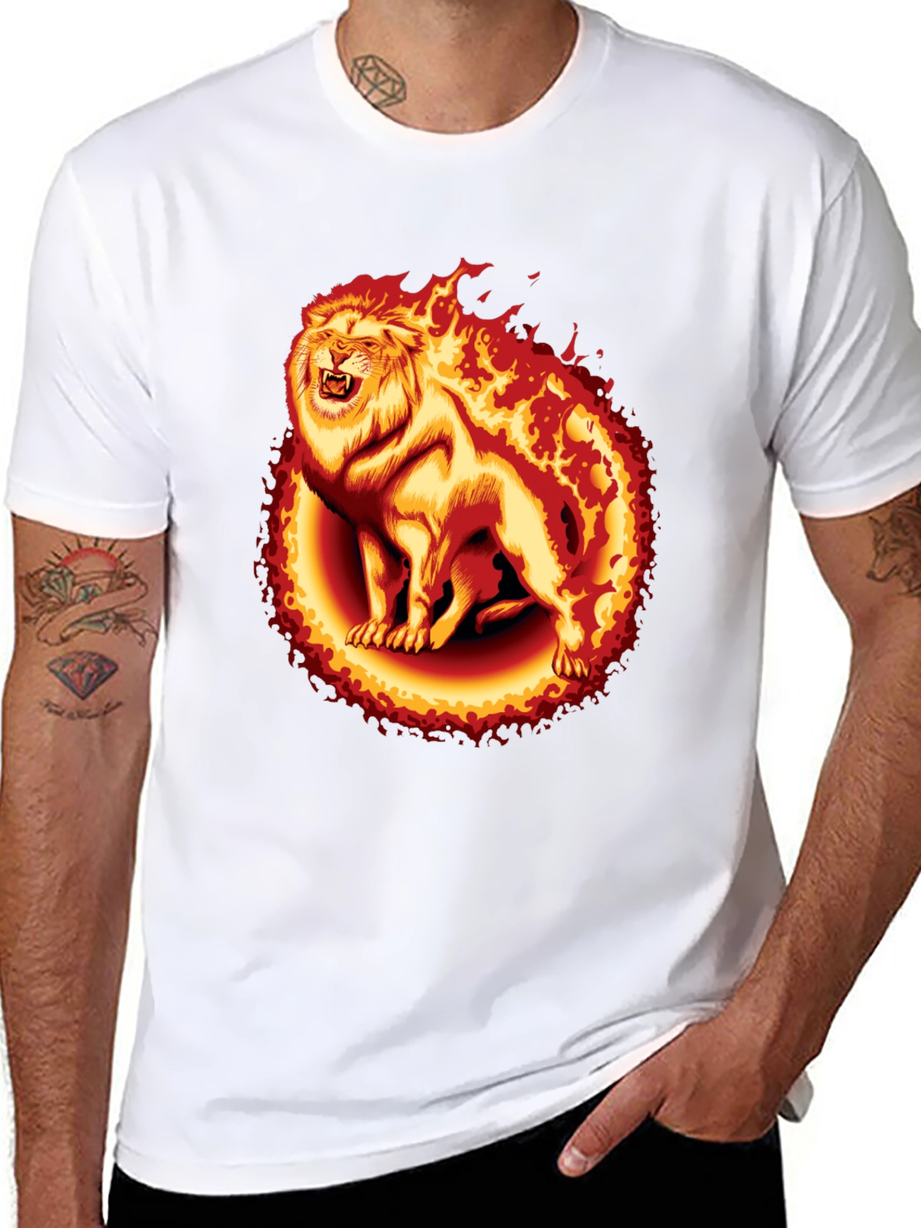 Fiery Lion Graphic Tee - Black