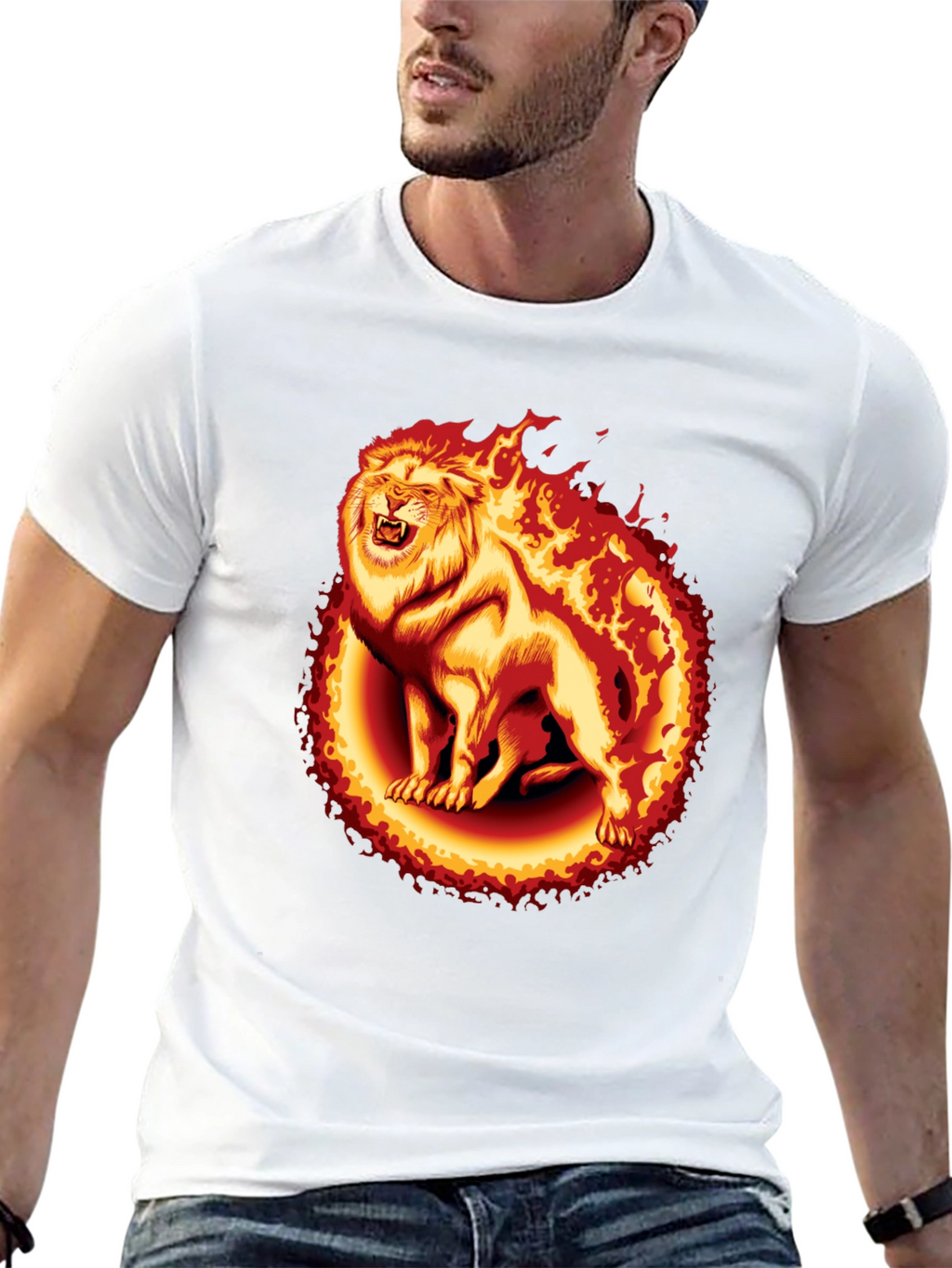 Fiery Lion Graphic Tee - Black