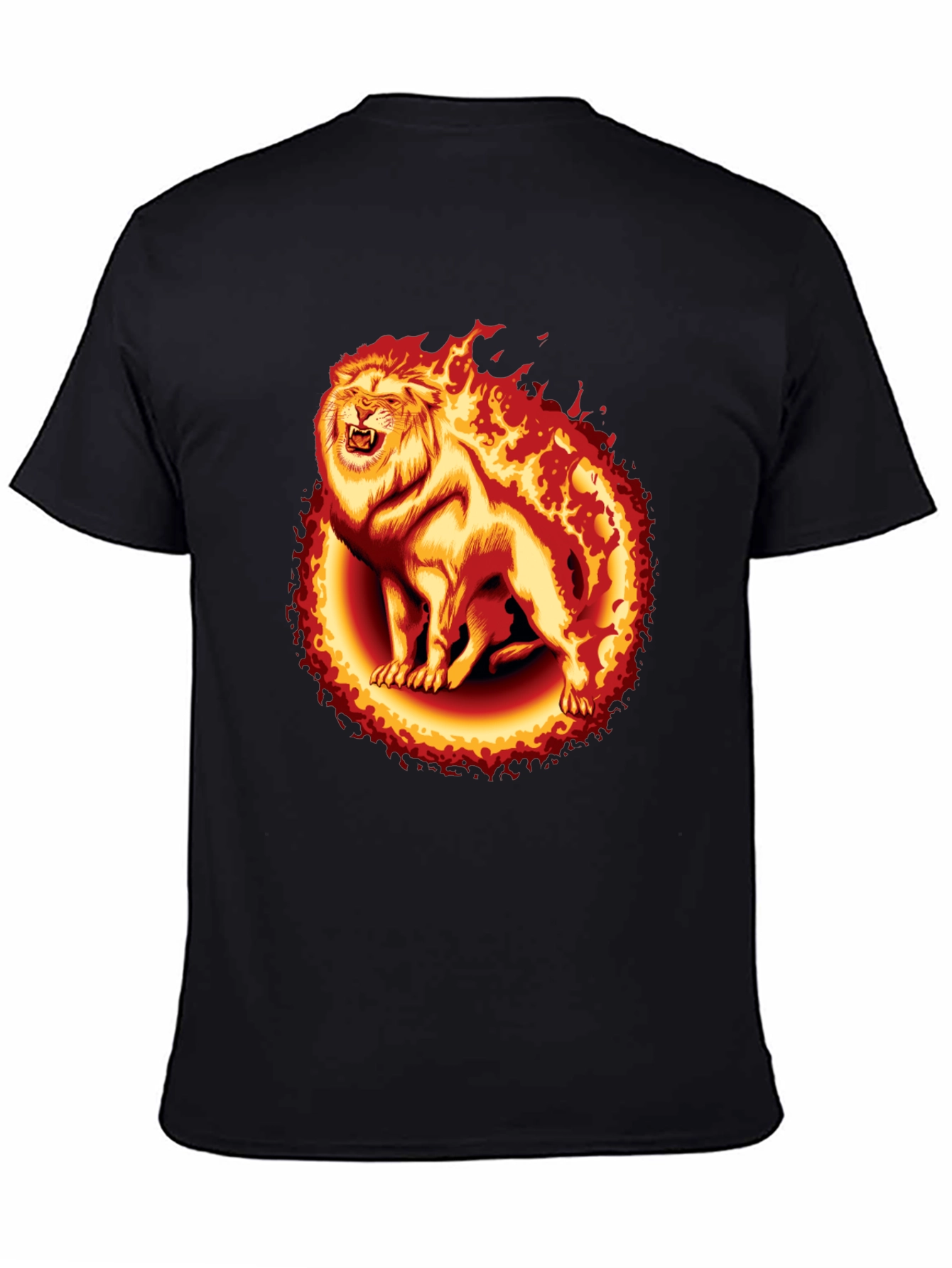 Fiery Lion Graphic Tee - Black