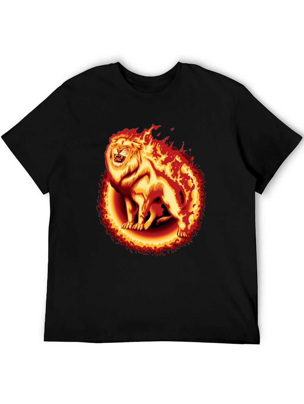 Fiery Lion Graphic Tee - Black