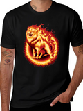 Fiery Lion Graphic Tee - Black