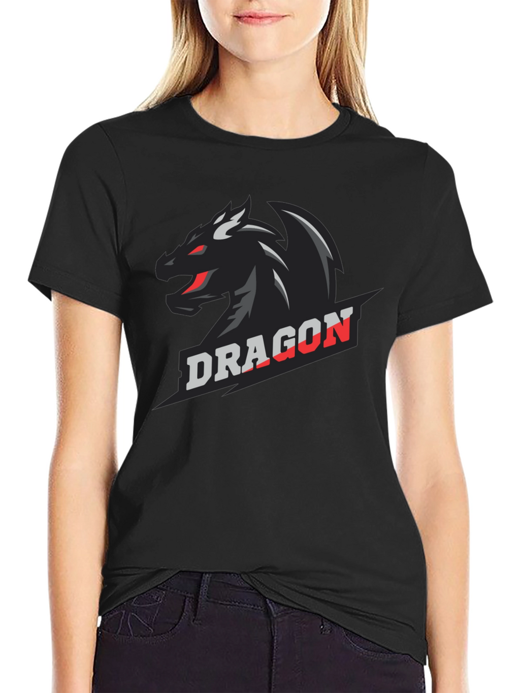 Dragon Graphic Print Black T-Shirt