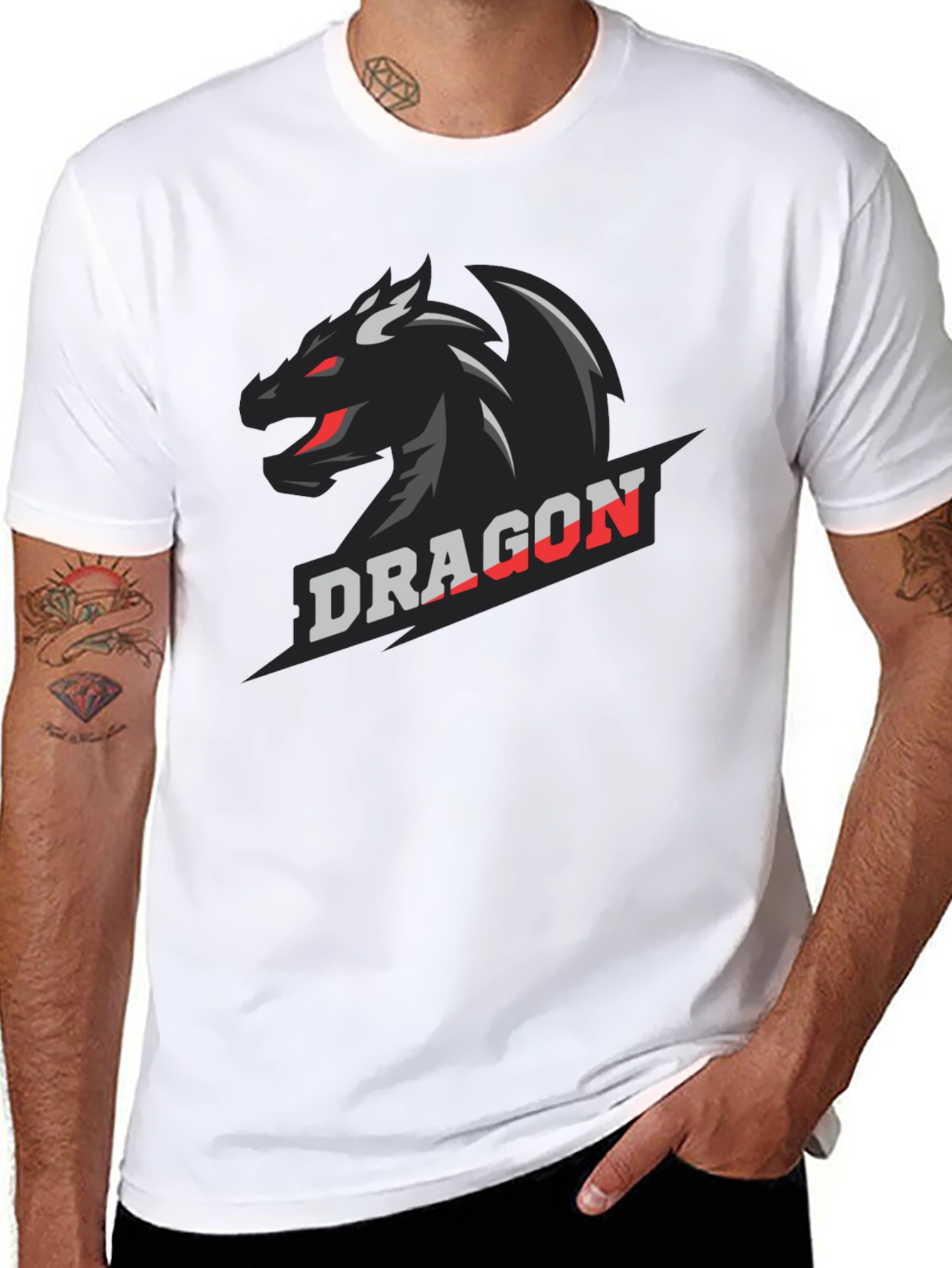 Dragon Graphic Print Black T-Shirt