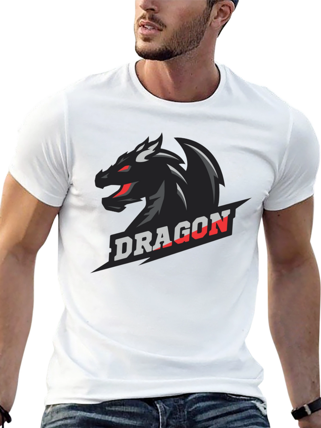 Dragon Graphic Print Black T-Shirt
