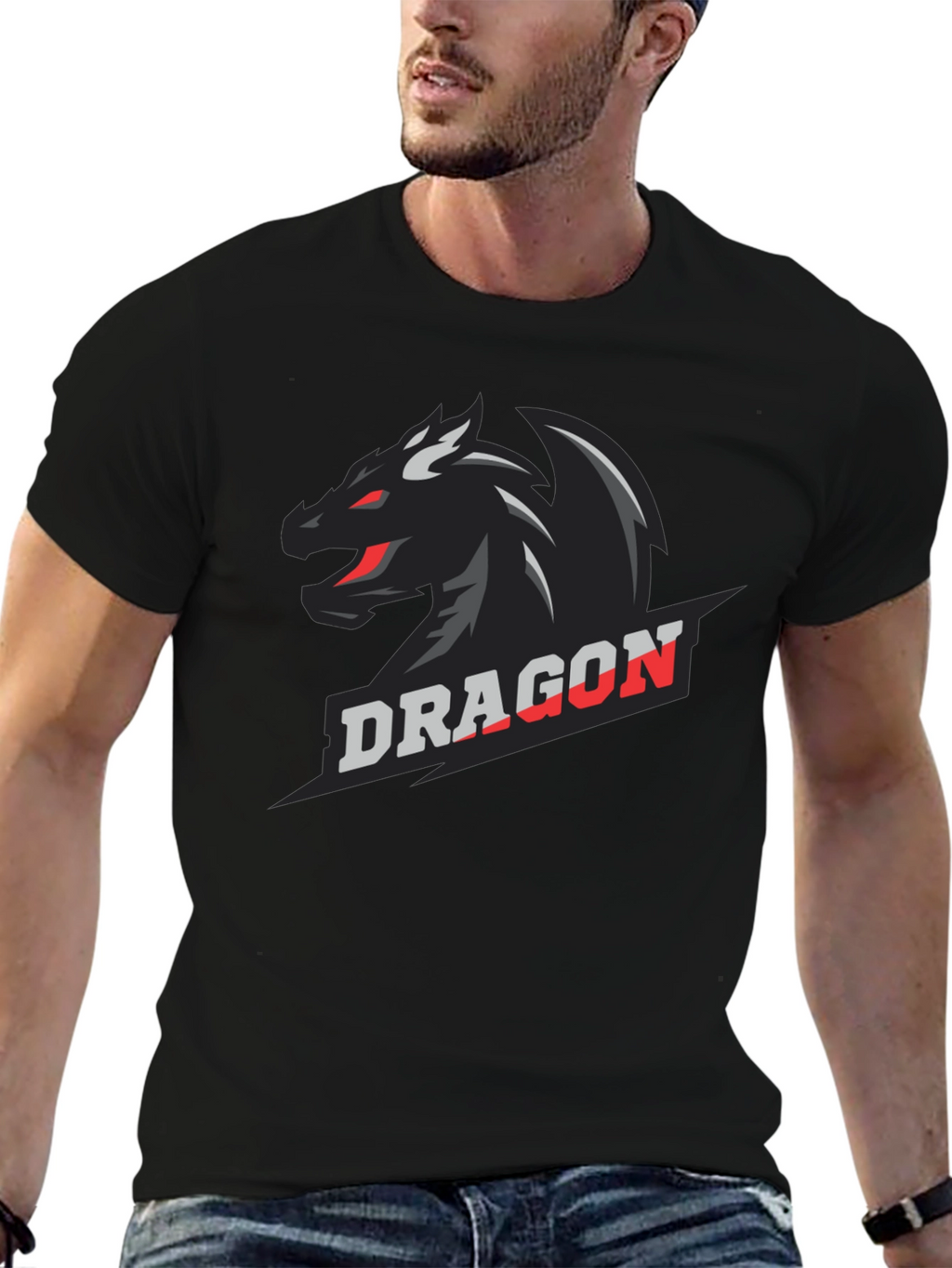 Dragon Graphic Print Black T-Shirt