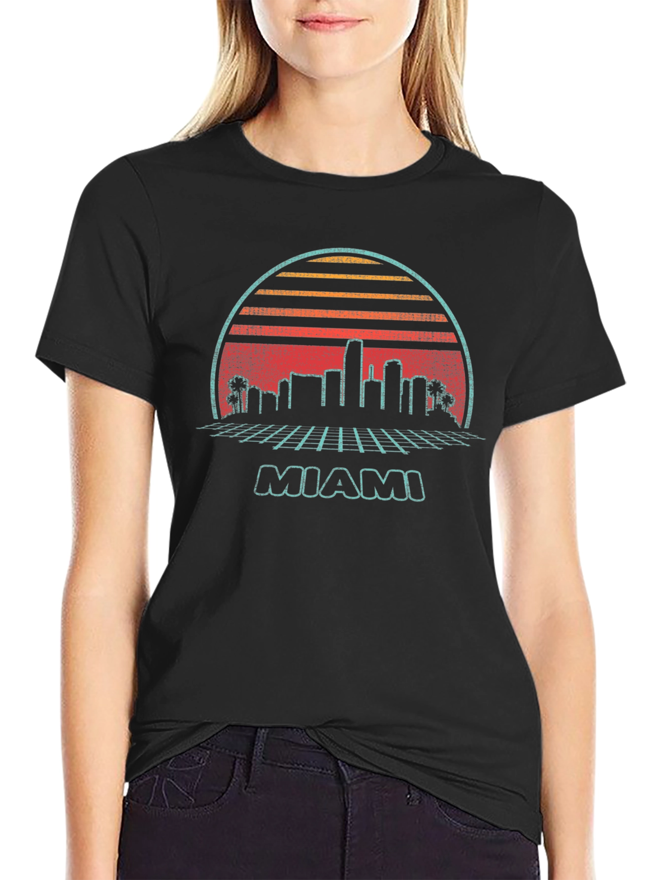 Retro Miami Skyline Graphic T-Shirt
