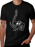 Black T-Shirt with Elephant Graphic