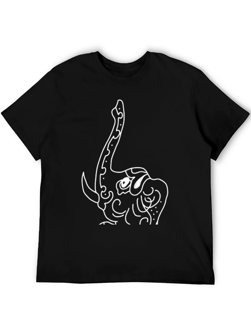 Black T-Shirt with Elephant Graphic